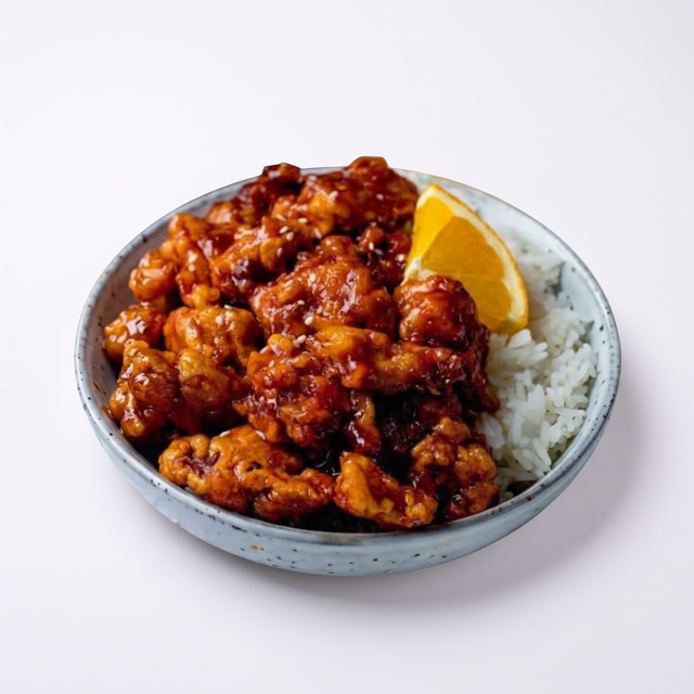 Spicy Garlic Chicken Rice Dish.
