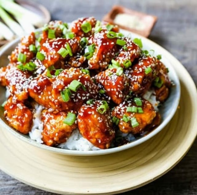 Soy Garlic Chicken Rice Dish.